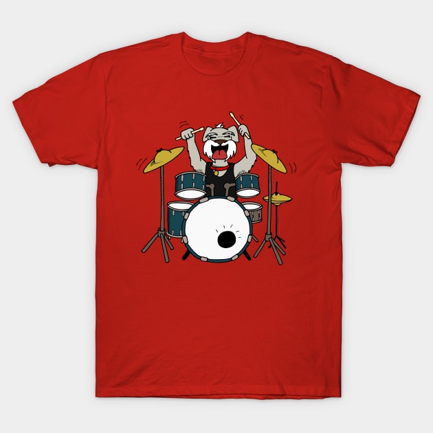 Drumming Schnauzer Dog T-Shirt by kazoosolo